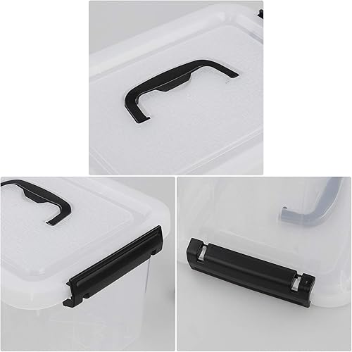 Miniatura 5 de Gloreen Contenedores de almacenamiento transparentes de 6 cuartos con tapa, caja de almacenamiento apilable de plástico con asas y pestillos negros,