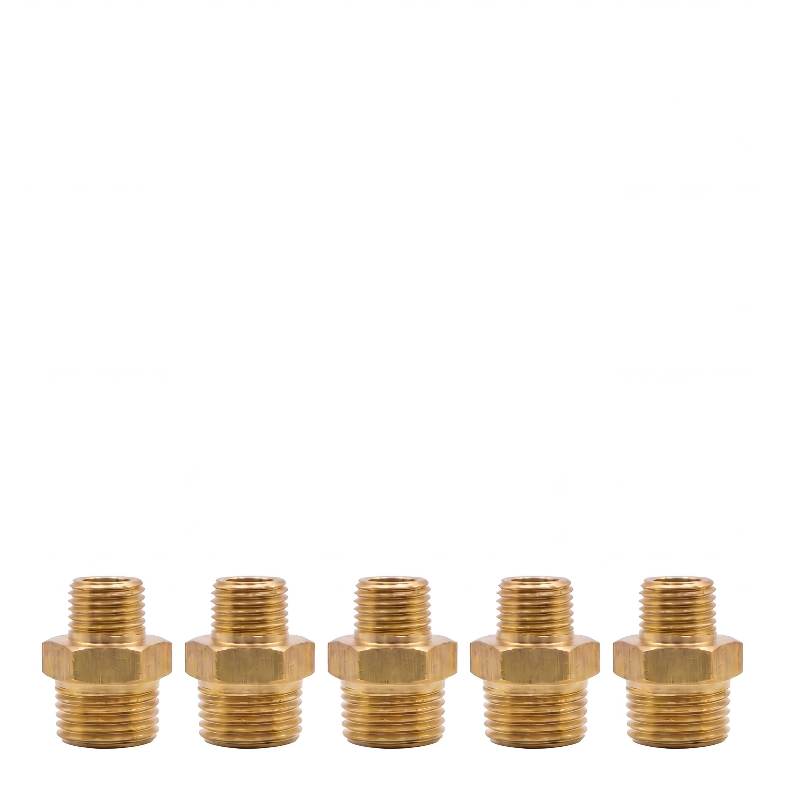 Messing Doppelnippel reduziert G 3/8 x G 1/2, Außengewinde, 5er Pack