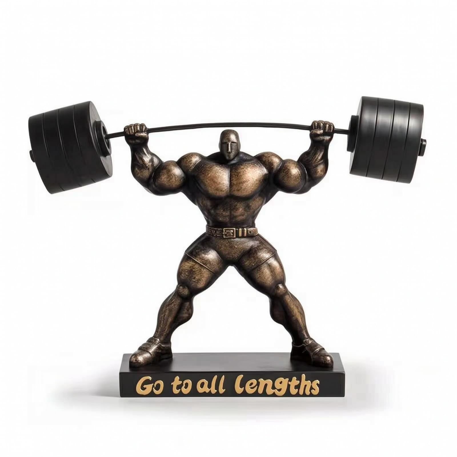 F Fityle Estatua Resina con Acabado Dorado Bronce Escultura Hombre Atlético con Esfera corativa Pieza Exhibición Resistente Base Redonda Acuado para Recepción, Bronce Antiguo, Esforzarse Al Máximo