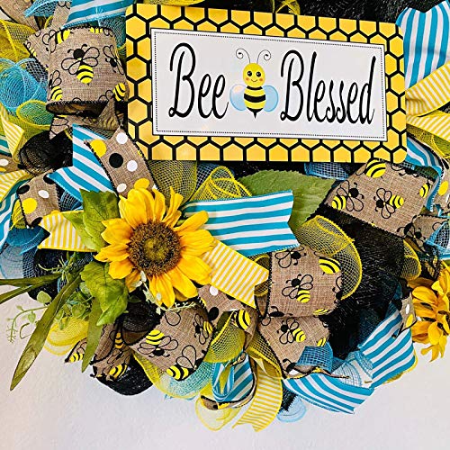 image for EZ Tuxedo Bee Sunflower Wreath,Artificial Garland Hanging Pendants Orn