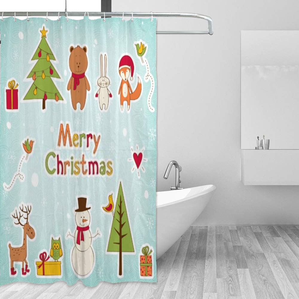 Rideau de douche Chenhong anti-moisissure en polyester 168x183 cm avec 12 crochets