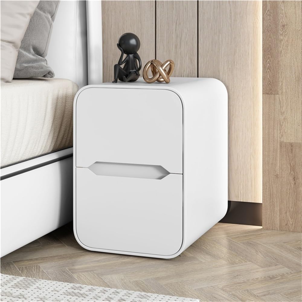 Narrow End Table, Side Table with Drawer, Small Bedside Tables, Skinny s, Cabinet, Tables for Spaces, Bedroom(White,15.7 * 14.6 18.9in)