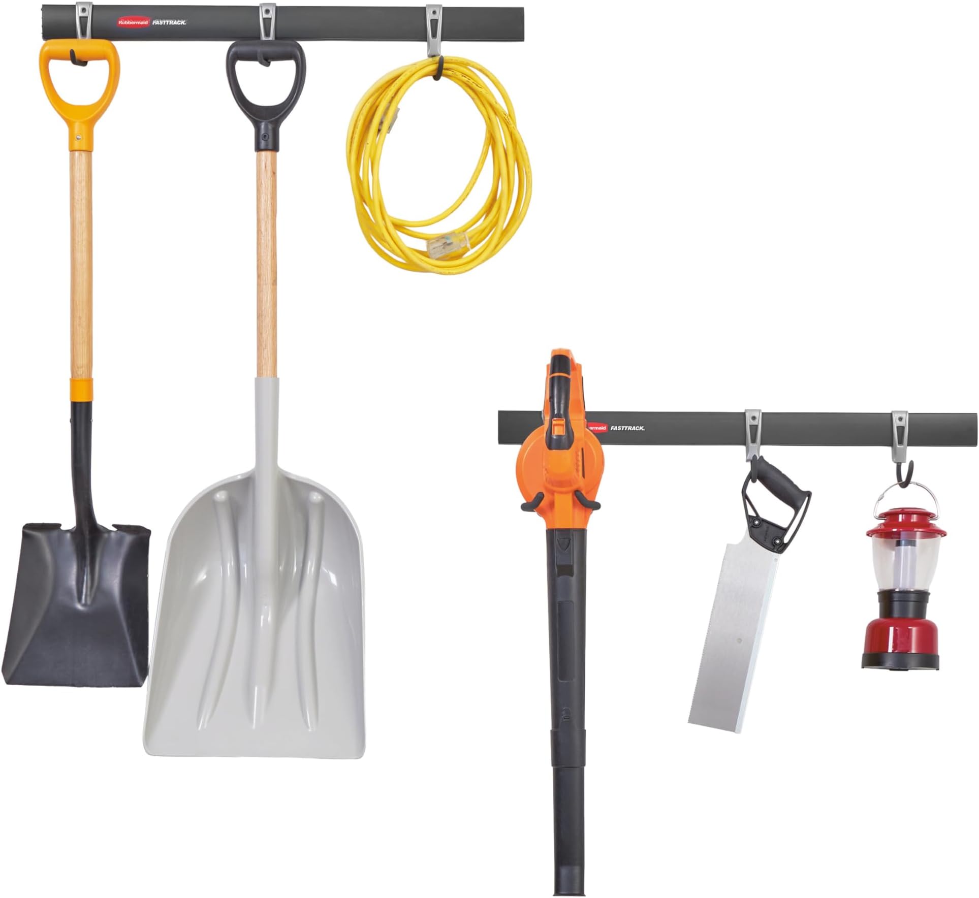 Garage Fasttrack 8-Piece Small Kit, Black/Grey, All-in-One Rail & Hook Wall Hanging Kit, Wall Mounted Storage Solution, for Home/Garage