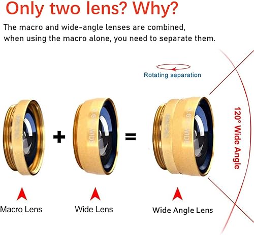 Miniatura 2 de Kit de lente de cámara de teléfono celular 3 en 1 lente ojo de pez macro gran angular universal para teléfonos inteligentes iPhone Samsung Android