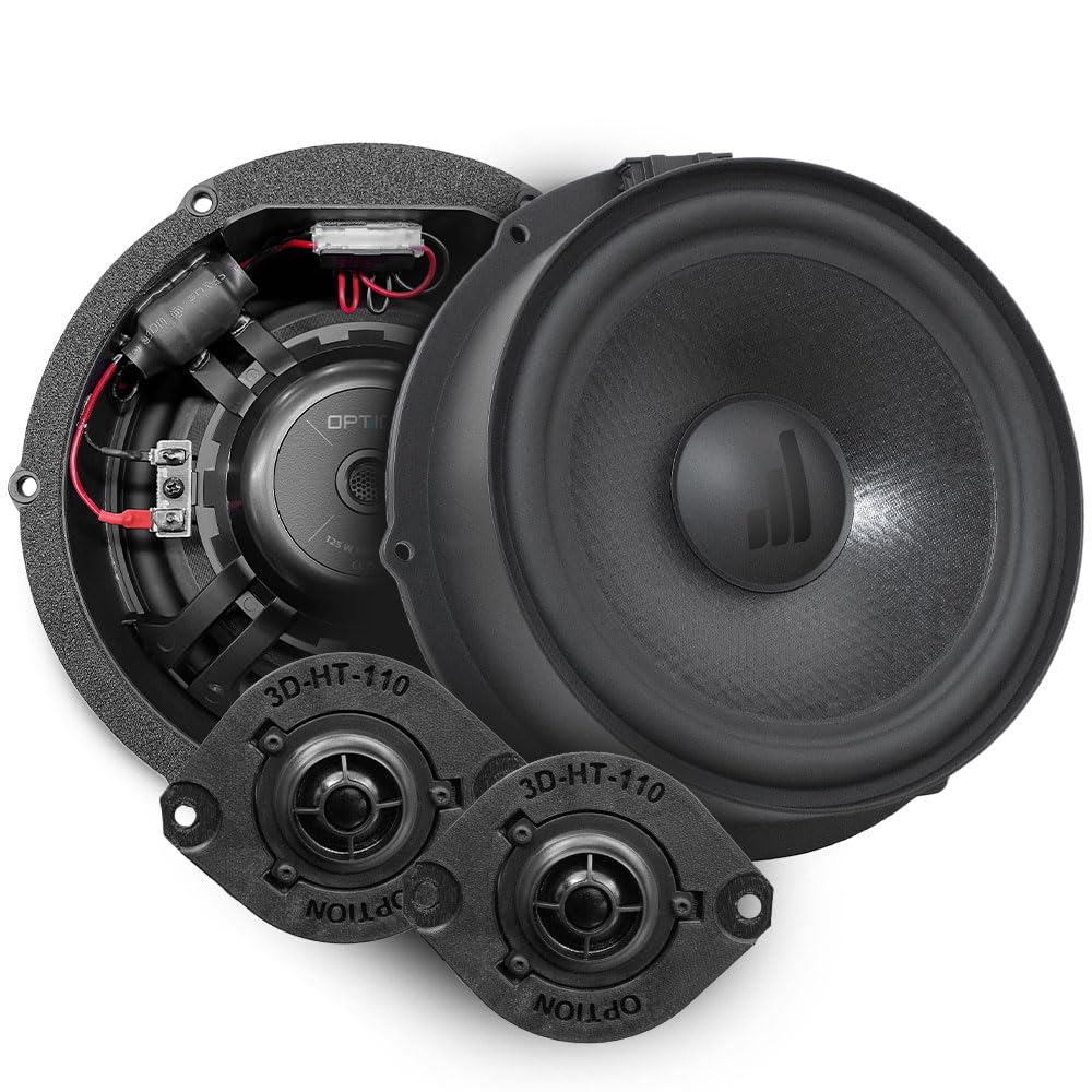 Option Altavoces compatibles con VW Caddy tipo 2K (3ª generación), año de fabricación 2003 – 2015 (frontal), altavoz frontal Plug & Play – 180 cm, 125 WRMS, 3 ohmios con tweeter de tejido de 25 mm