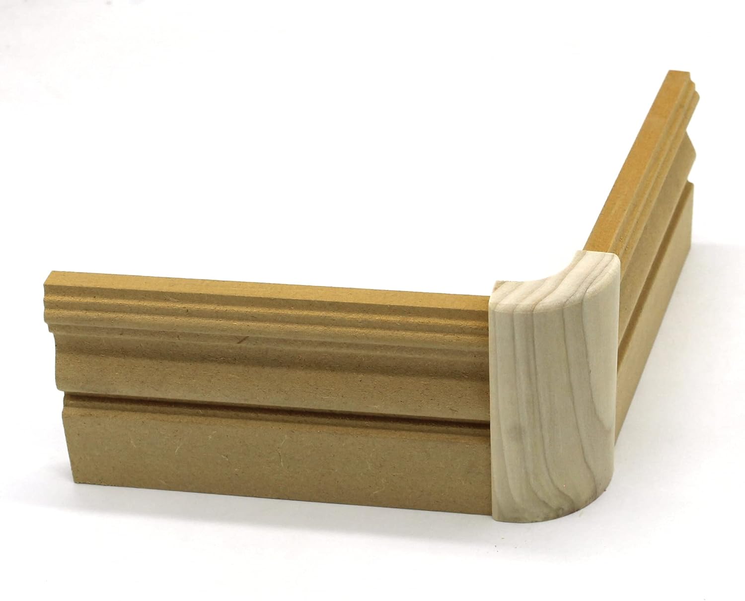 5/8" x 2" x 4" Poplar (Paint Grade) Outside Radius Corner Base Block, Trim Molding for Thin Baseboard (18)