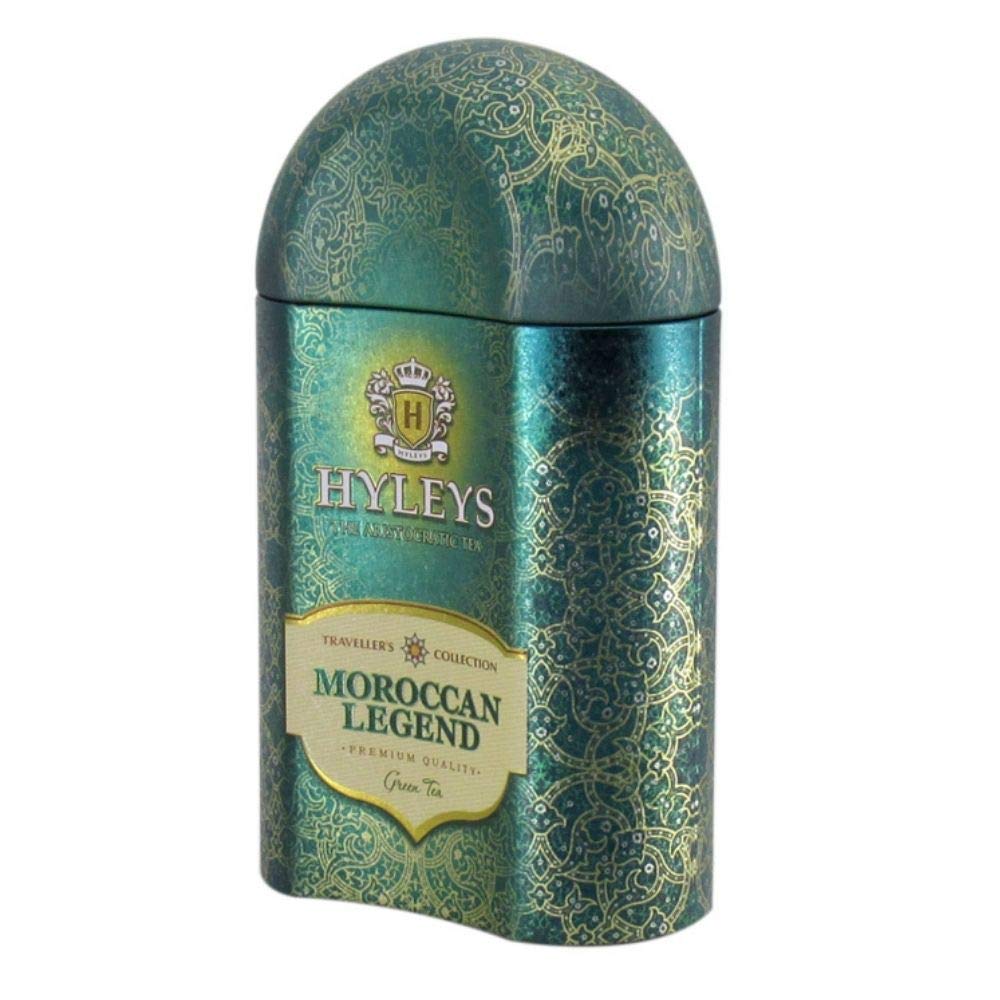 HYLEYSLoose Leaf Green Tea with Mint Rose and Blue Corn Flowers in Tin 3.52 Ounce (100g) - Traveller's Collection - Moroccan Legend