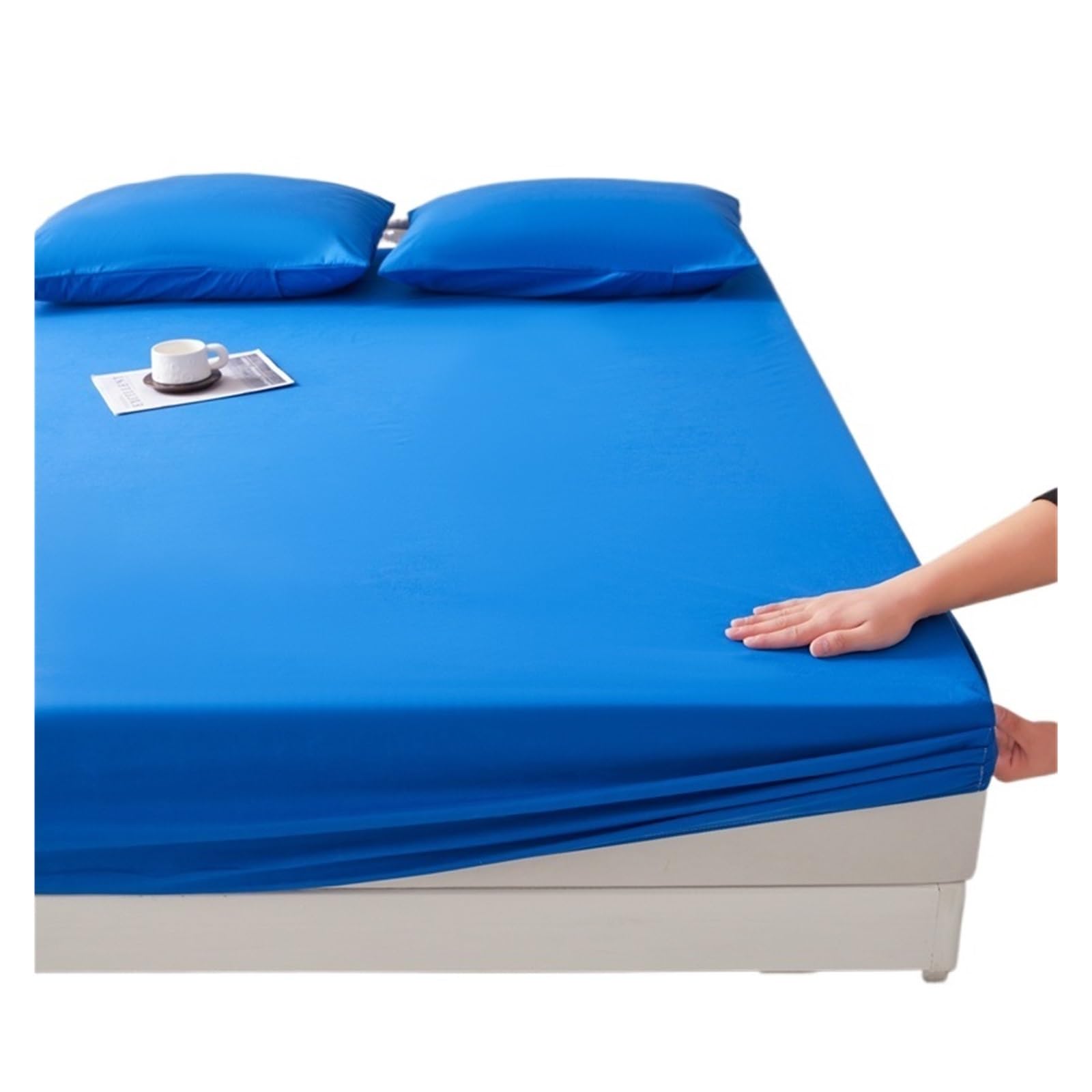 BGHYJKOL Mattress Protector Double Bed Elastic Fitted Sheet Waterproof Couple Double Bed Sheets Linen Mattress Protector(Blue,Queen)