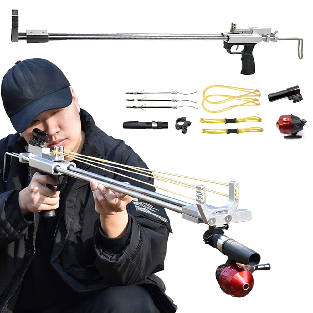 Slingshot Rifle, Mechanical Slingshot with Laser Sight, High Precision Hunting Slingshots for Adults Professional Slingshot Sniper Rifle for Fishing and Outdoor Hunting