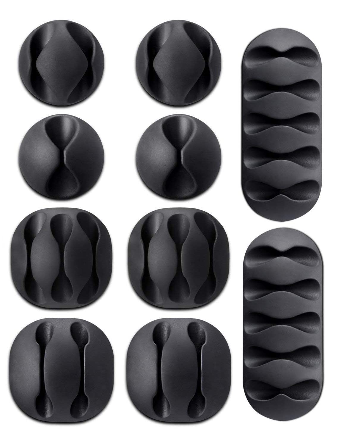 Premium Mobile | Laptop | Keyboard | Mouse | Ethernet Cable Clip Organizers with Adhesive Tape Backing Cover | Set of 10 Different Shapes-image-30