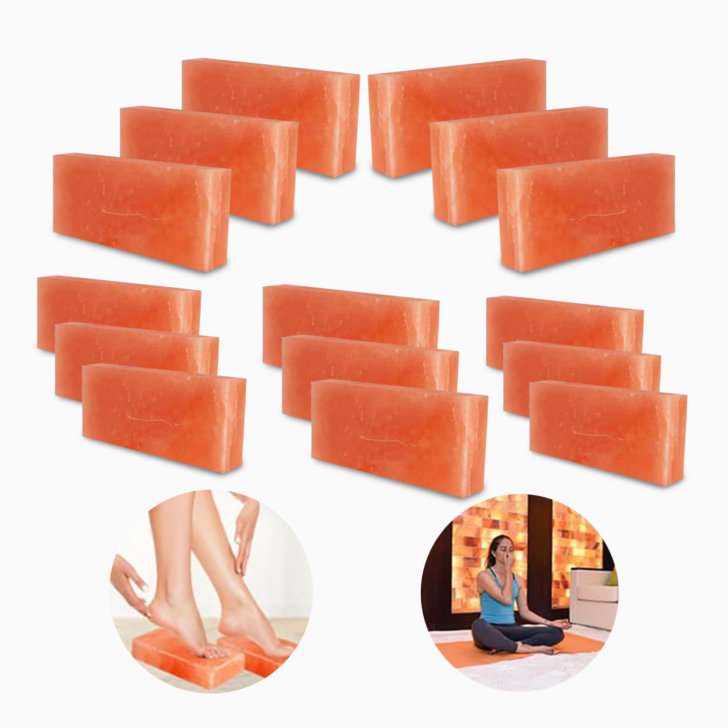Himalayan Pink Salt Tiles 8”x4”x0.75” Pack of 10 for Sauna and Spa- Salt Bricks for Salt Wall, Salt Blocks of 1.95 lbs for Home Dye Decor & Improvement Projects