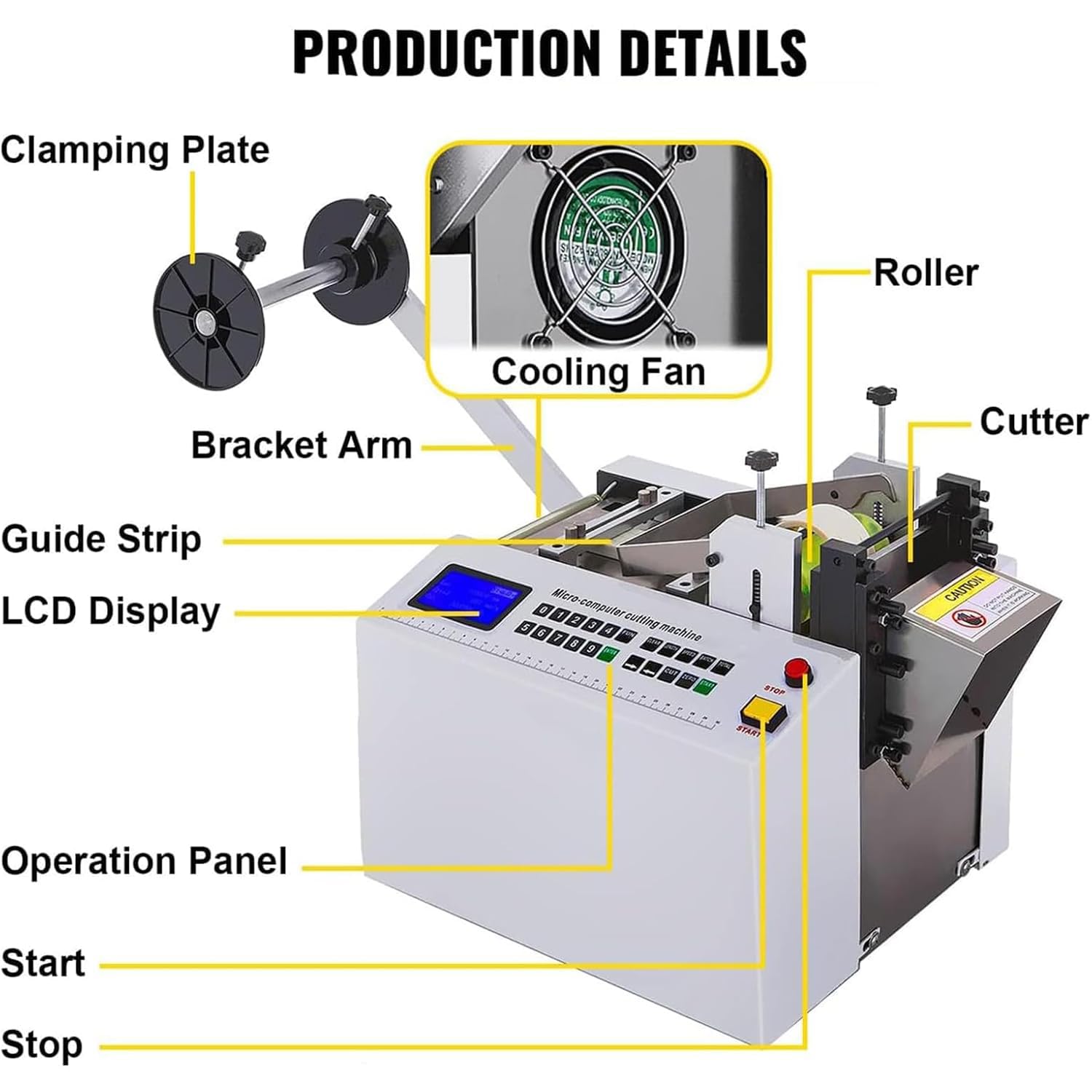 Máquina Automática De Corte De Tubos Termorretráctiles, 650 W, para Cables Y Tuberías, Ancho De Corte De 0 A 100 Mm, hasta 110 Cortes por Minuto, para Cables, Tuberías, Fundas De Goma Y Plástico.