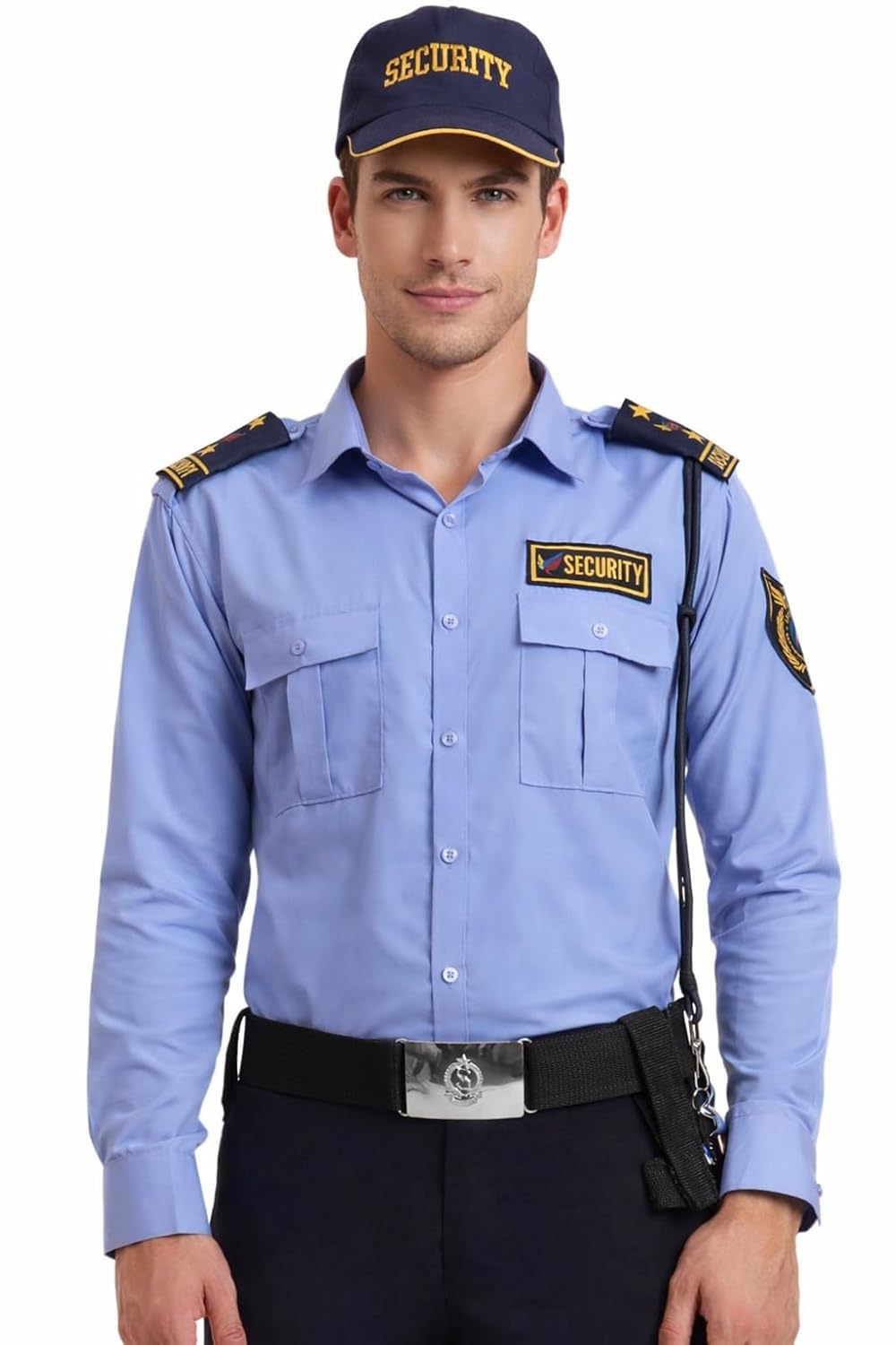 Security Guard Uniform Shirt for Men, Light Blue, Long Sleeve with Security Patches and Epaulettes - Review, Price and Buying Guide