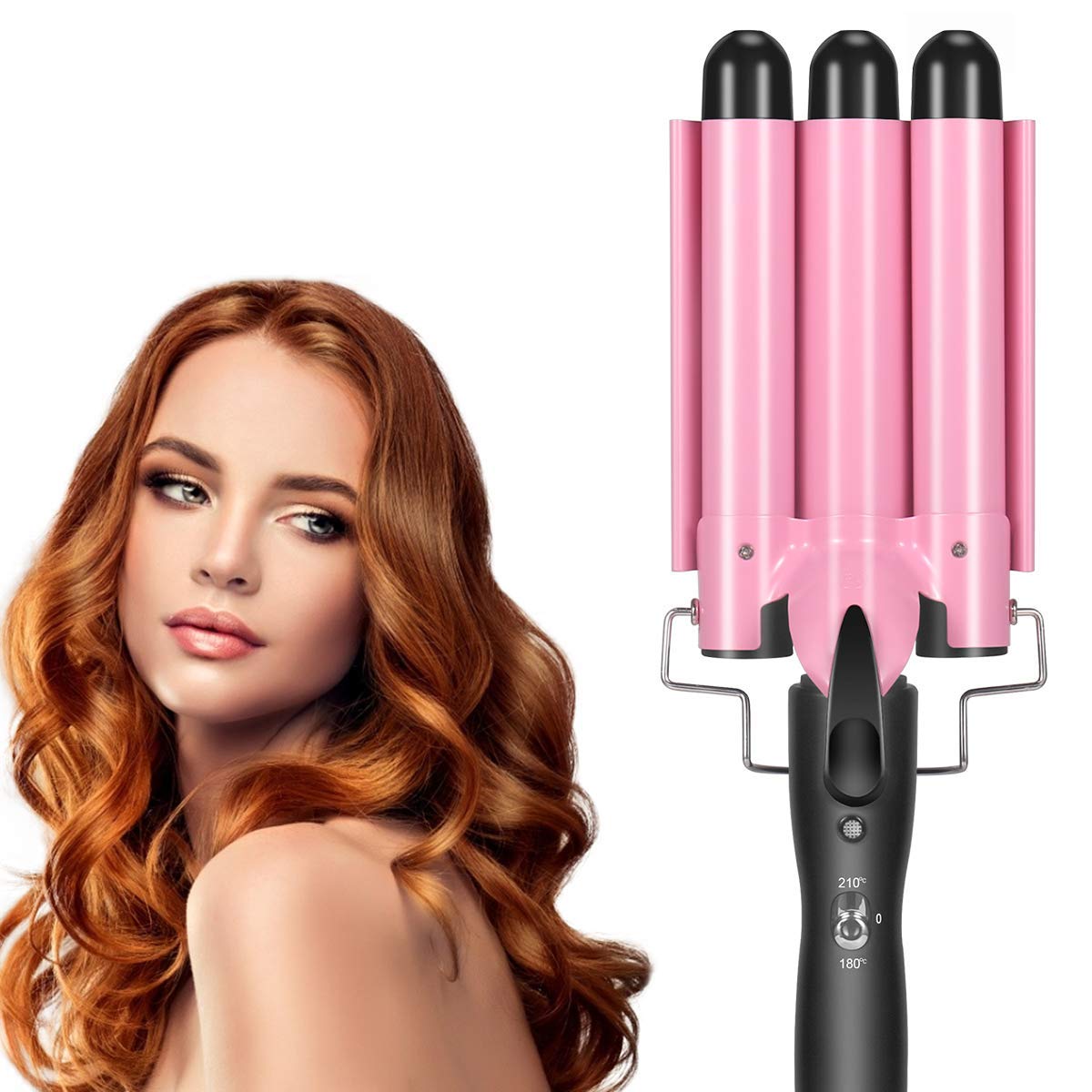 KLEANE 3 Barrel Curling Iron Hair Crimper，1 Inch Hair Curling Wand with Two Temperature Control, Ceramic Hair Curling Iron Hair Waving Styling Tools