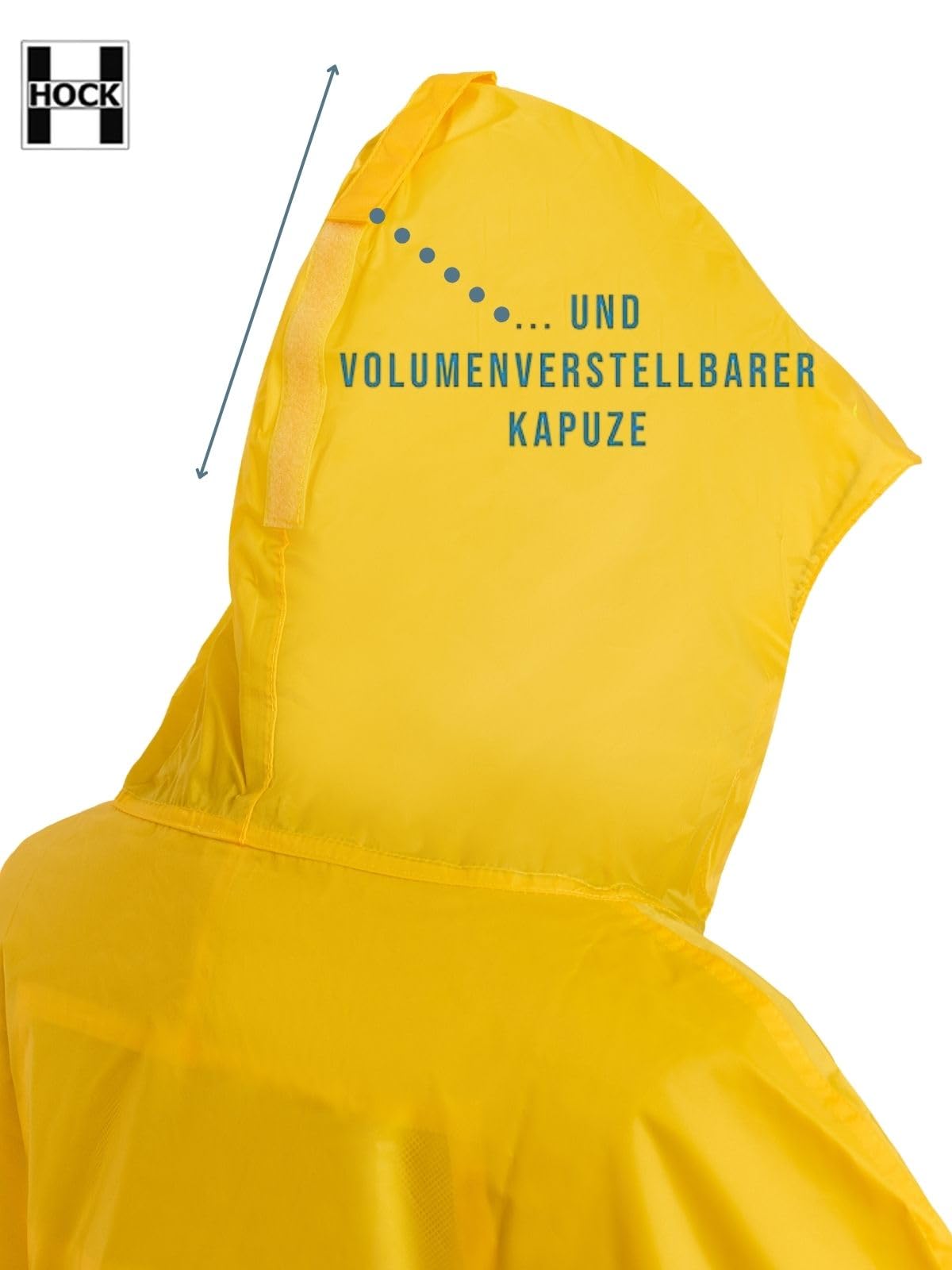 HOCK Premium Fahrrad Regenponcho 'Super Praktiko' mit Lüftung und seitlicher Armöffnung - 100,0% Wasserdichter Fahrradponcho für Herren & Damen