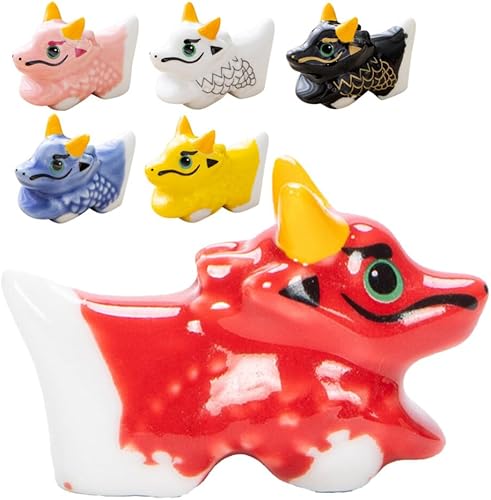 HOLIDYOYO Soporte para palillos de dragón del zodiaco chino, soporte de cerámica para palillos, soporte de vajilla de porcelana para cuchara,