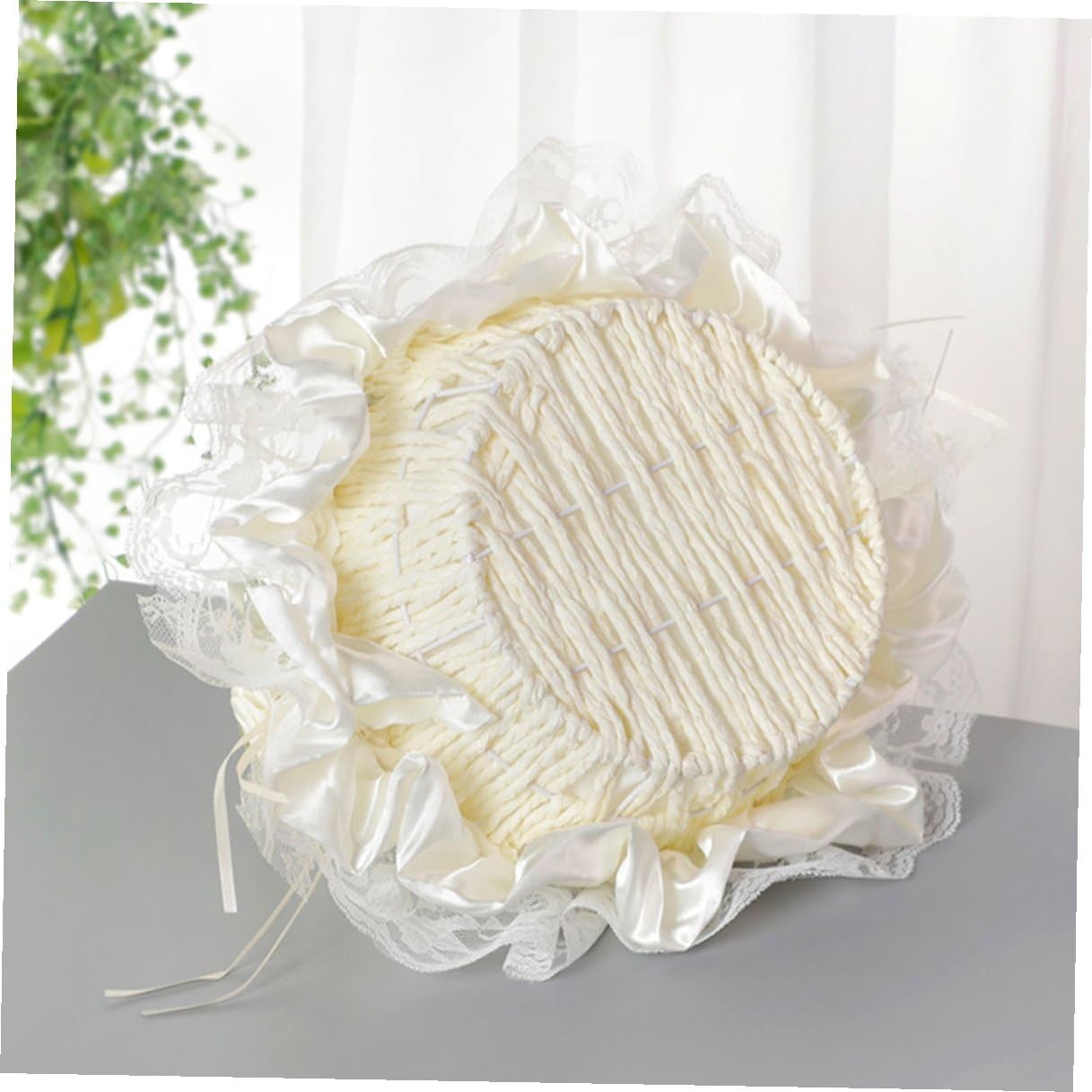 Lace Flower Girl Basket for Weddings White Fabric Wedding Basket with Handle and Party Supplies