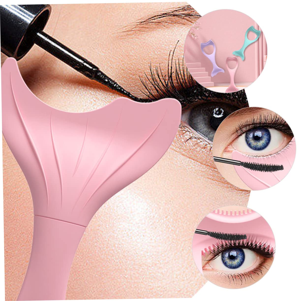 minkissy 6 pinceles de rímel, delineador de ojos, plantillas moldeadoras para niñas, delineador de ojos de silicona, herramienta de guía de delineador de ojos, herramientas de maquillaje para ojos,