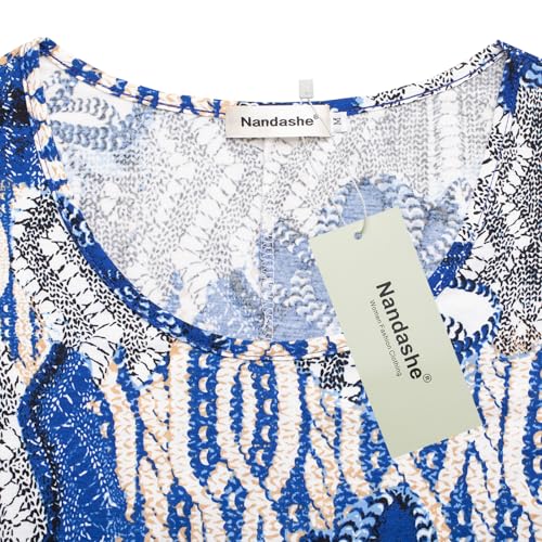 Image of Nandashe Womens 3 /4 Sleeves Floral Tunic Shirts Summer Casual Dressy Blouse Tops