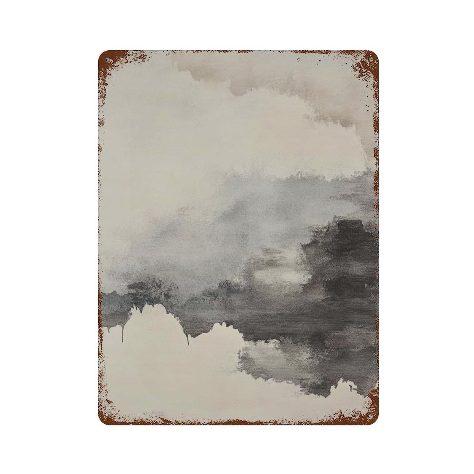 xiaoxiaoshen Neutral Abstract Minimalist Black And Grey Watercolor Modern Calm Ink Wash Paint Wall Decor Art Metal Tin Poster Modern Home Decor Art Home Bar Shop Decorations Vintage Sign 40x30cm