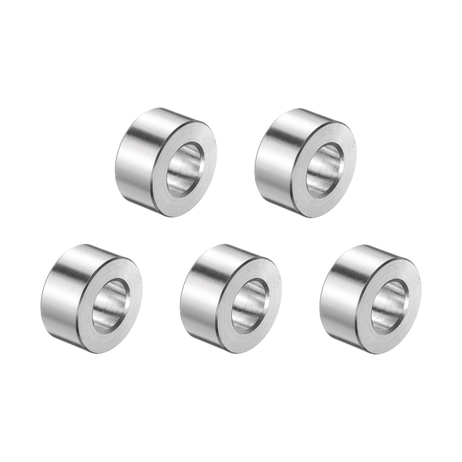 uxcell 5pcs Stainless Steel Spacer 3/8" Bore x 3/4" OD x 3/8" Length Screw Bushing Plain Finish Round Metal Spacer for M10 Screws Bolts and Rods
