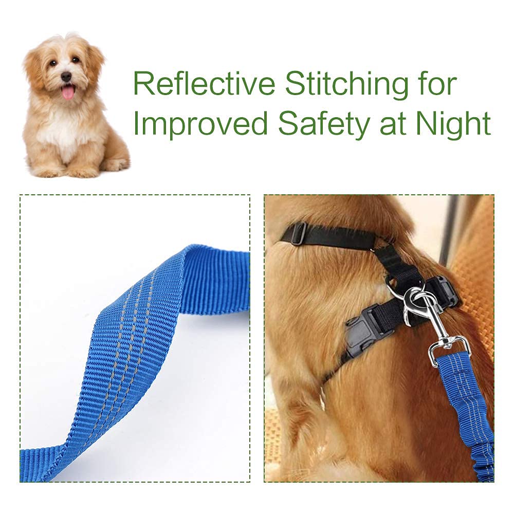 2 Pack Dog Seat Belt Adjustable Dog Car Seatbelts For Vehicle Nylon Pet Safety Seat Belt With Elastic Bungee Buffer Reflective & Durable Car Harness For Dogs - View #6