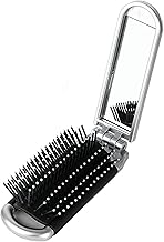 YPYMOD Brosse à Cheveux de Voyage Avec Miroir Pliable, Taille de Poche, Miroir de Poche, Brosse Cheveux Pliable pour Salle de Sport, Voyage, Sac à Main, Natation (Argent）
