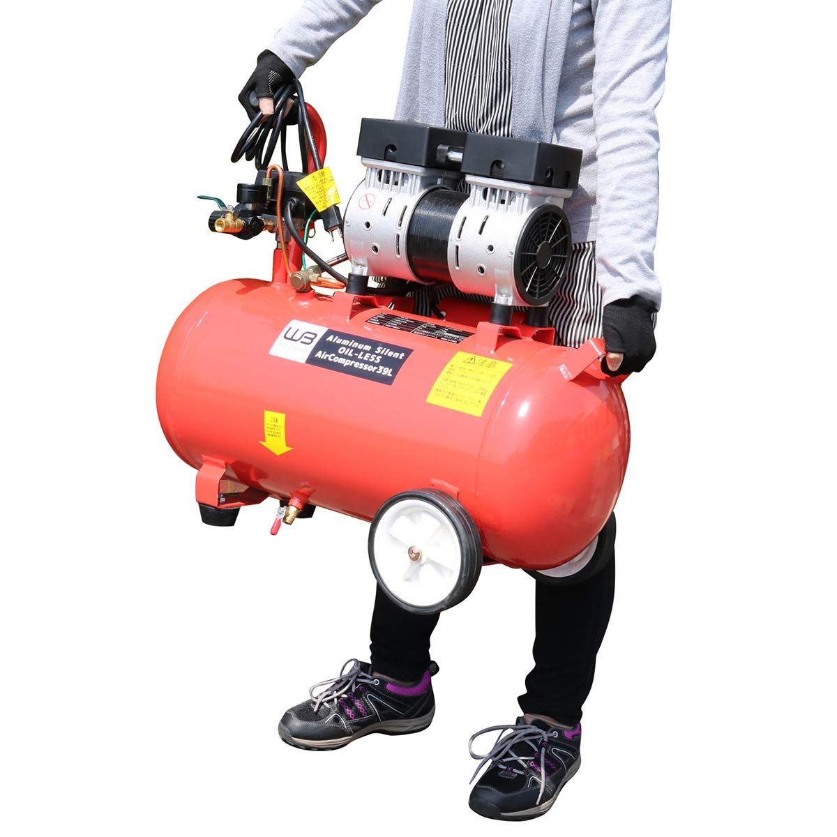 Amazon | オイルレスエアーコンプレッサー 静音 アルミ製 39L WB-39L