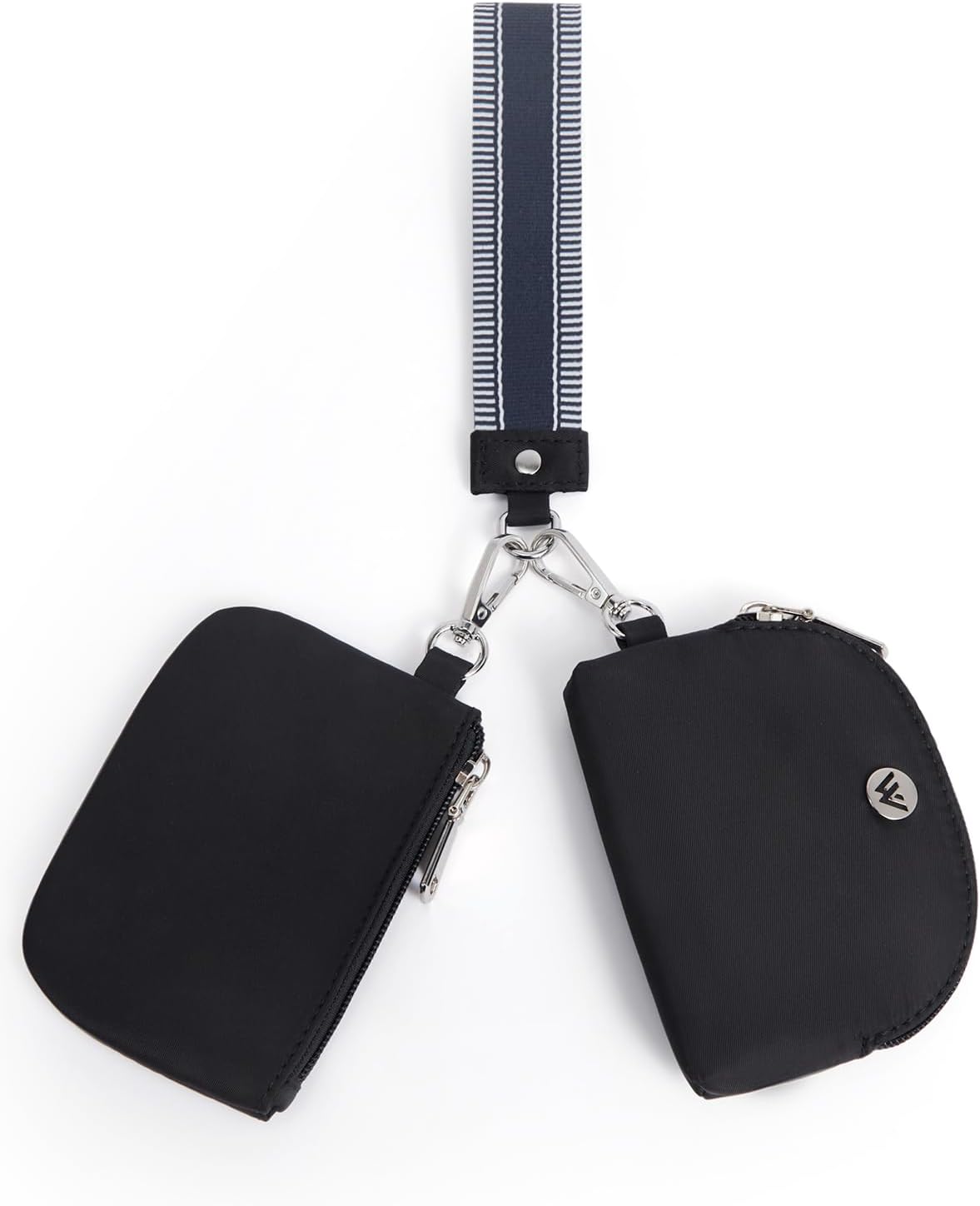 WESTBRONCO Mini Keychain Wristlet Wallets for Women Portable Dual Pouch Wristlet Detachable Quilted Nylon Coin Purse Pocket for Travel Sports Outdoors