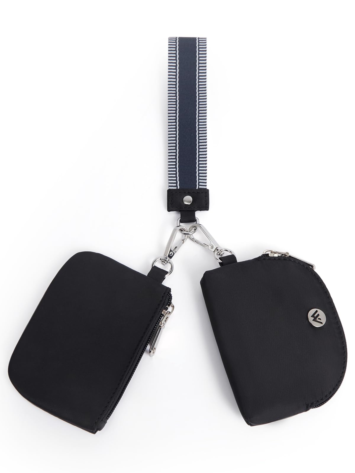 WESTBRONCO Mini Keychain Wristlet Wallets for Women Portable Dual Pouch Wristlet Detachable Quilted Nylon Coin Purse Pocket for Travel Sports Outdoors