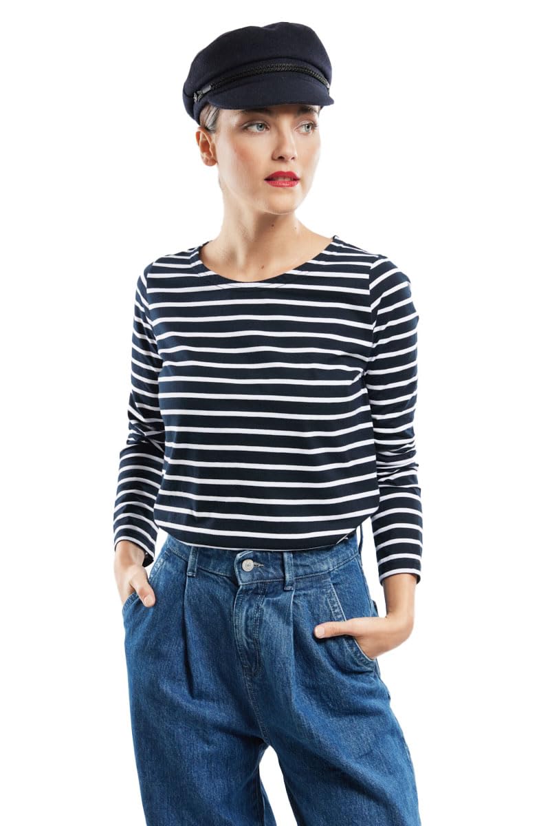 Armor Lux Womens Plozevet T-Shirt, Multicolour (Rich Navy/Blanc Bi8), L UK