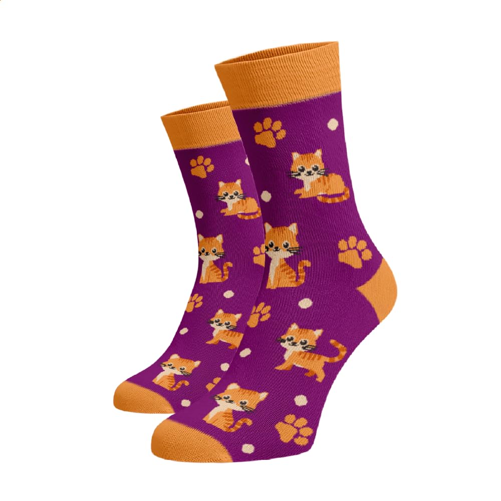 BENAMI | Lustige Socken mit Katzenmuster | Baumwoll-Hochsocken für Damen und Herren