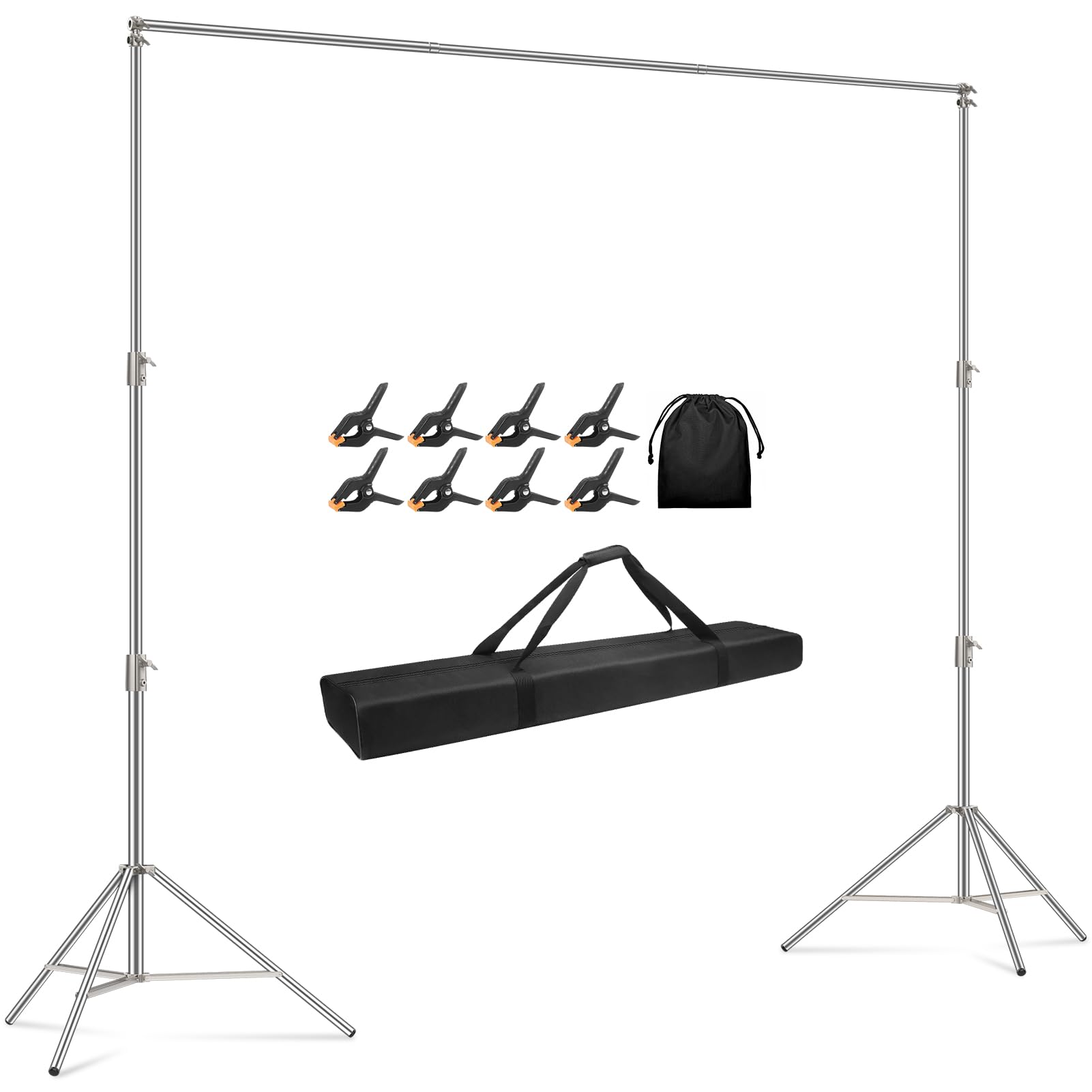 Gltire Background Station 6.4 X 10 Ft Photo Video Studio Stainless Steel Heavy Duty Background Station Support Kit for Parties, Weddings, Photography, Portraits, Photo Shoots, Advertising Displays,