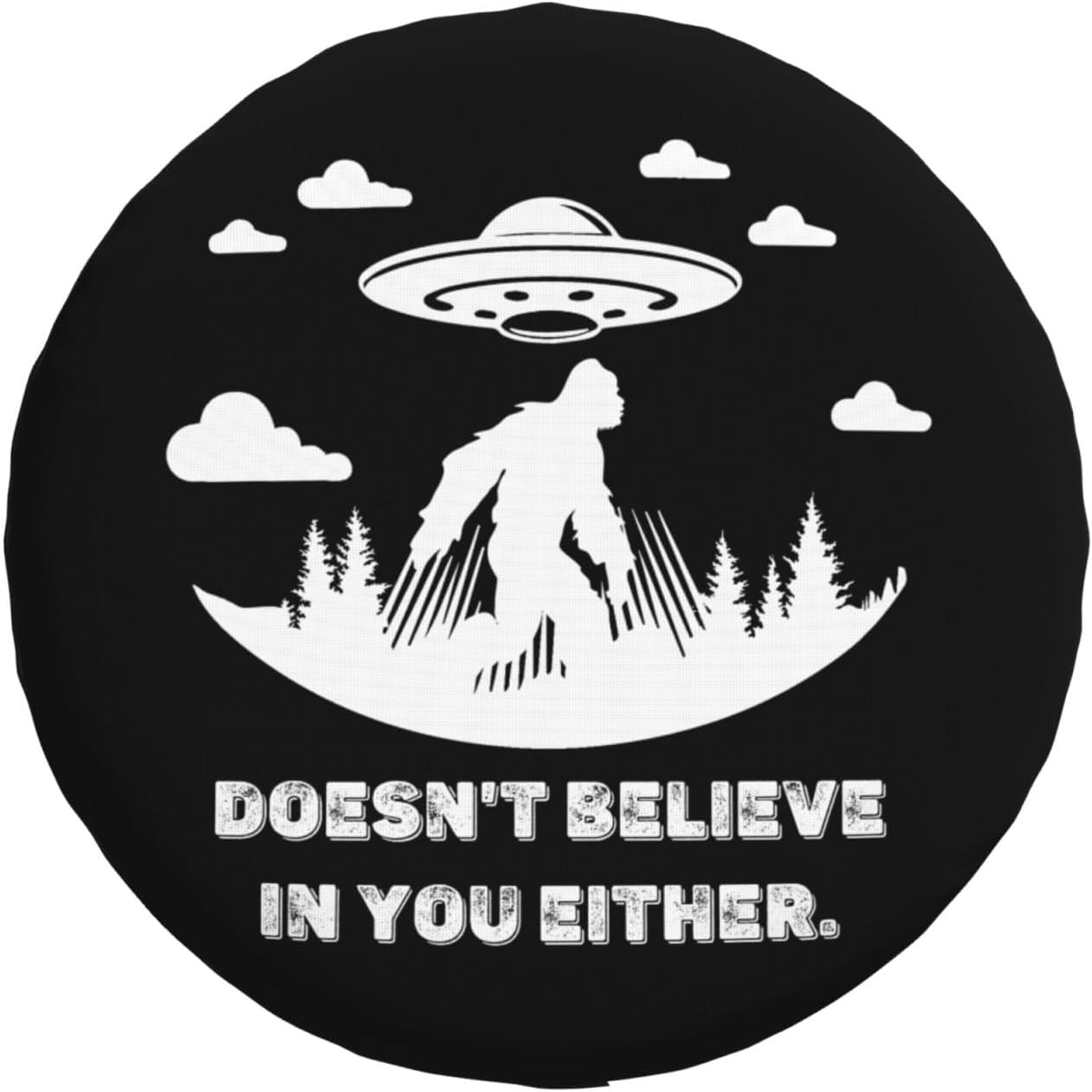 UFO Alien and Bigfoot Moon O Spare Tire Cover for Rv Trailer, Weatherproof Leather Wheel Cover Fit for Wrangler Rv SUV Truck Travel Trailer(17 Inch)