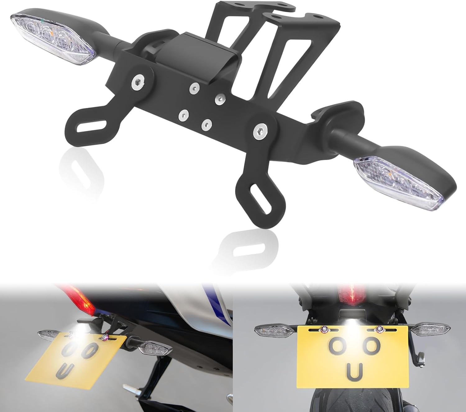 YZF R6 Fender Eliminator Kit Compatible with YZF-R6 2006-2023 Tail Tidy License Plate Holder Bracket with Rear Turn Signals (Clear)