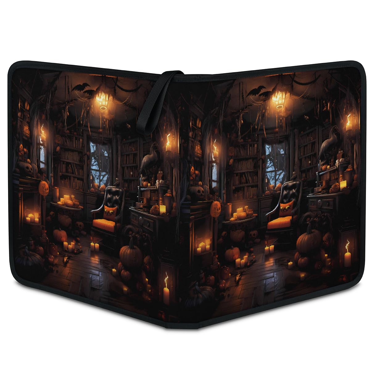 Raccoglitore per carte collezionabili con 9 tasche, vintage, per libri, per Halloween, con maniche rimovibili, impermeabile, con cerniera, 50 pagine, capacità 900 carte