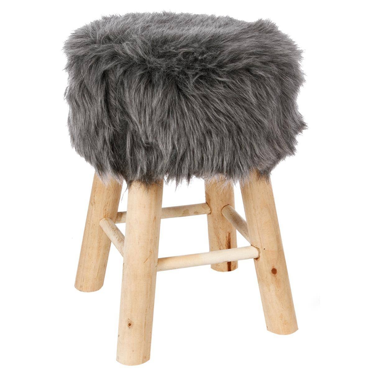 Atmosphera Taburete Pouf Piel Gris