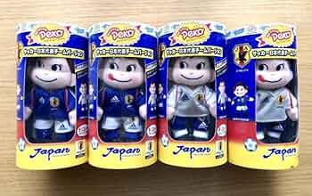日本代表サッカー選手ぬいぐるみ4体セット　不二家ペコちゃんポコちゃん 不二家ペコちゃんポコちゃん ぬいぐるみ Jリーグユニホーム日本