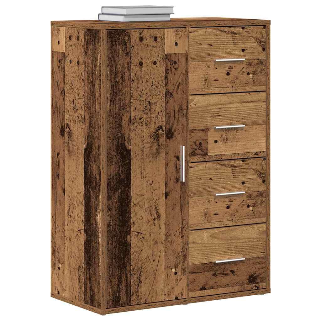 Vidaxl Old Wood Sideboard With Drawer 60 X 31 X 84 Cm Engineered Wood, Modern Rectangular Sideboard, Durable Storage Unit, Multi-Purpose Organizer, Stylish Living Room Cabinet, Engineered Wood