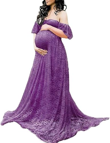 MYZEROING Robe de Grossesse en Dentelle Florale pour Baby Shower