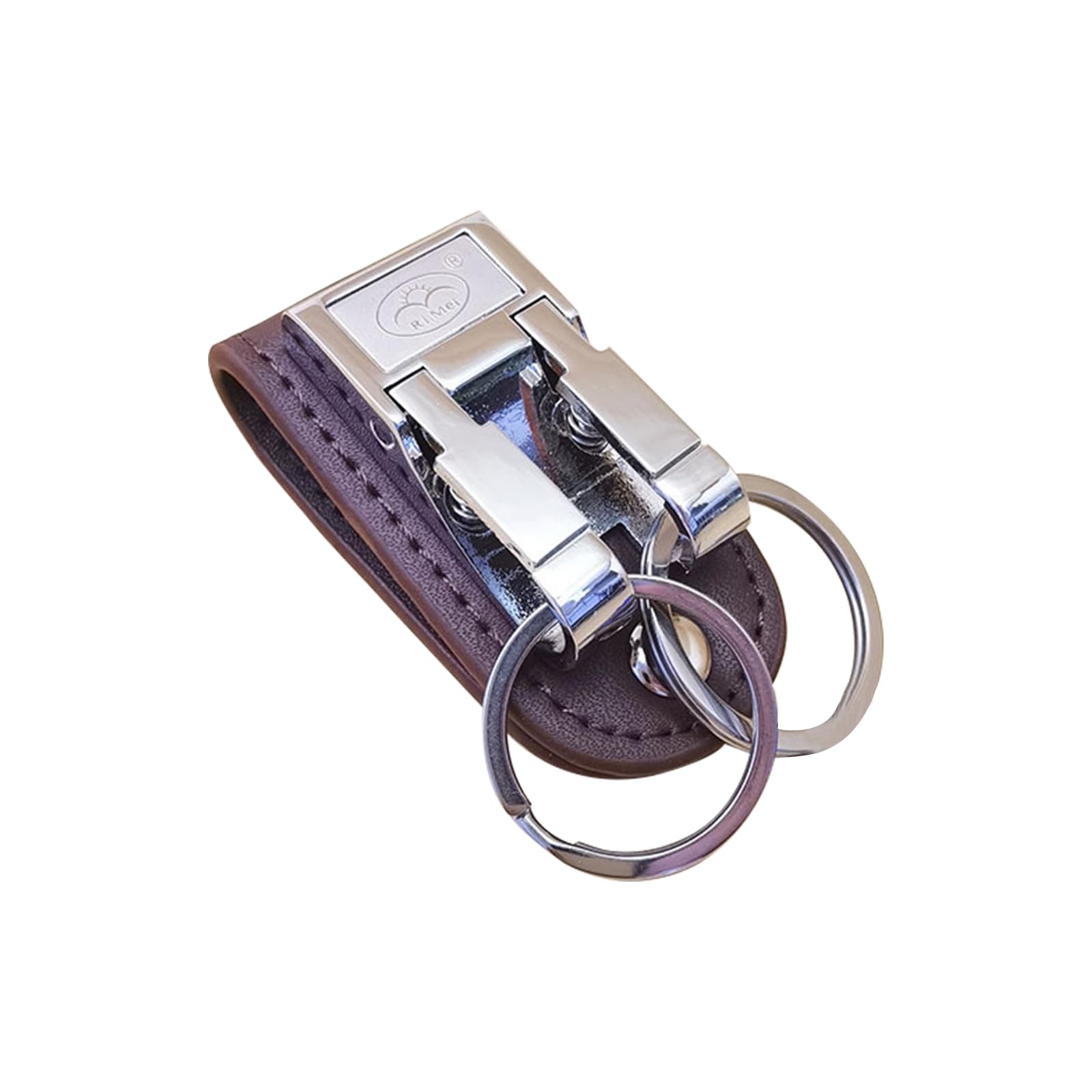 Heavy Duty Leather Belt Clip Key Holder - Detachable Keyring, Wristlet Keychain (Brown)