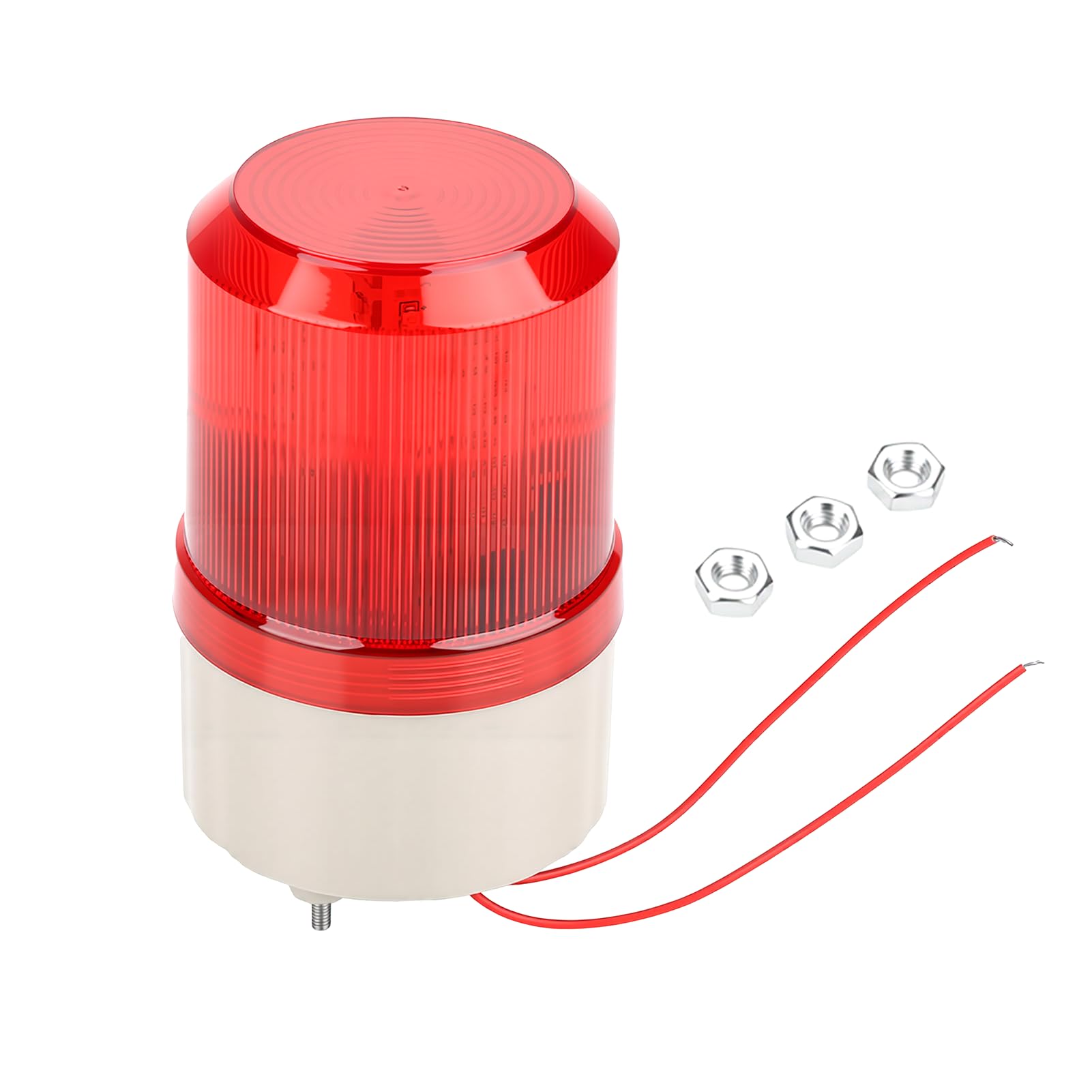 External alarm siren 220V with red LED strobe and 100dB sound alarm - easy installation for industrial and home security