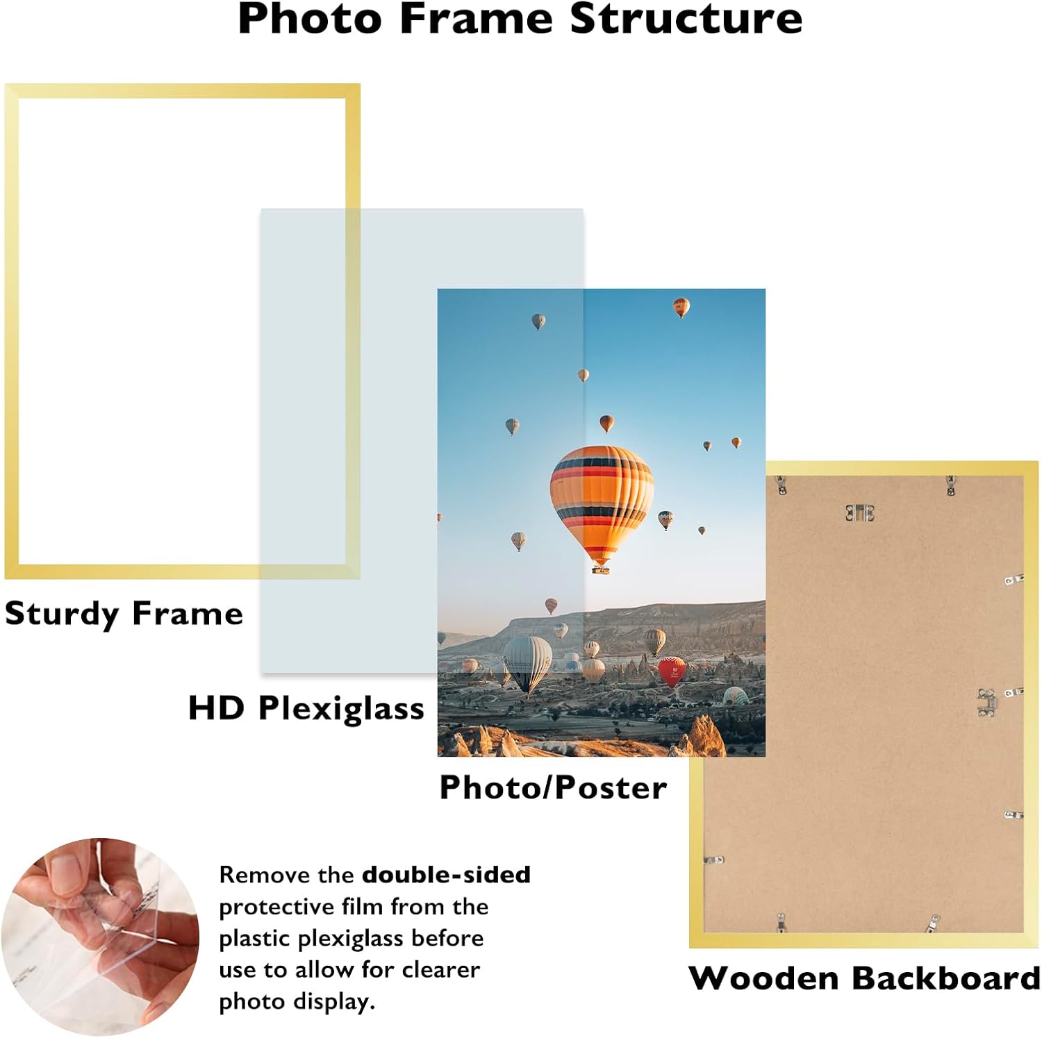 JCJMY 17x22 Picture Frame Gold for Poster Photo Picture, Horizontal and Vertical Formats for Wall Hanging, 17 x 22 Wall Gallery Poster Photo Frame for 17 by 22 Photos Posters, Gold Gold 17x22 inch