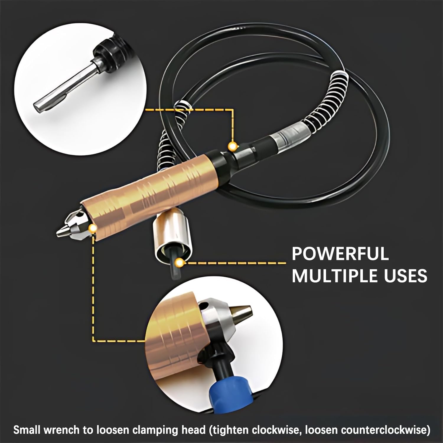Flex Alliel Extension Chuck - Adaptador Chuck de 6,5 mm para instrumentos de rotación, eje flexible de 10.000 rpm con mango, para pulido, grabado, perforación,