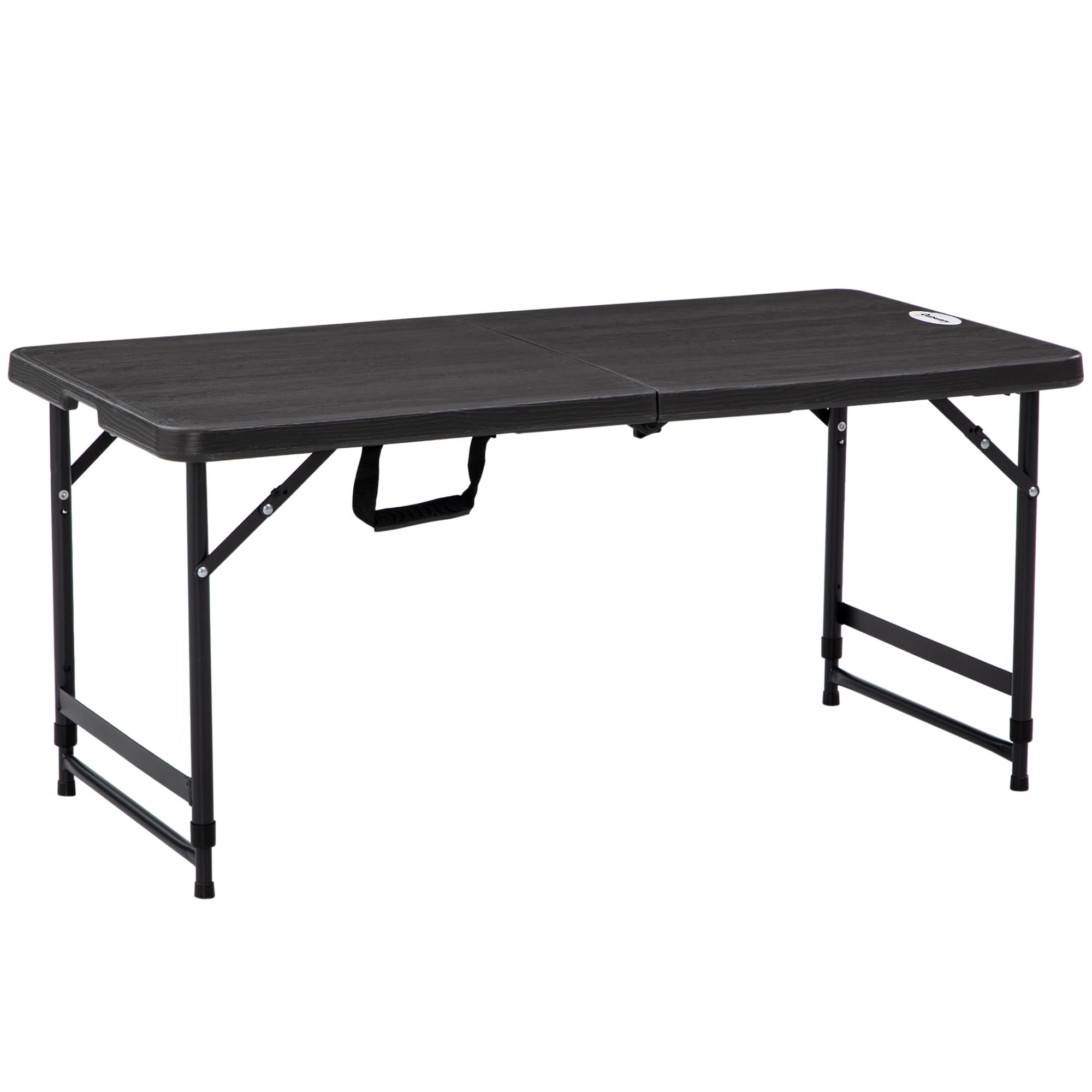 Outsunny Mesa de Jardín Rectangular Plegable Mesa de Comedor Exterior para 4 Personas con Altura Ajustable y Marco de Acero para Patio Terraza Balcón 118x60x56-74 cm Gris Oscuro