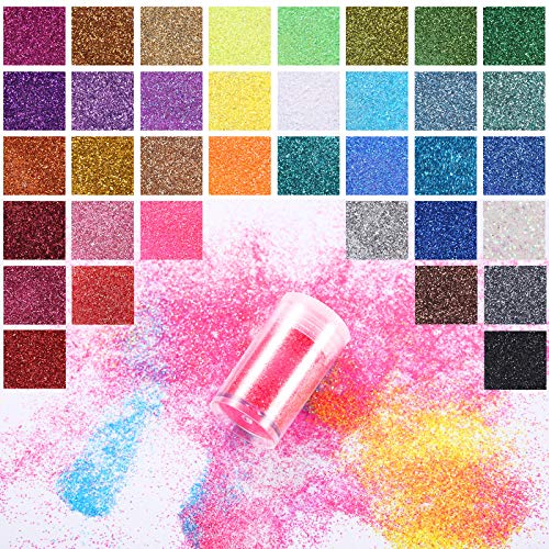 Aokyom 36 Farben Glitzerpulver Set, Glitzer Basteln Glitzerpuder Bunte Glitzer Pulver zum Streuen Kinder Glitzerpulver für Nägel Nagelkunst Karten,Gesicht,Basteln Dekoration