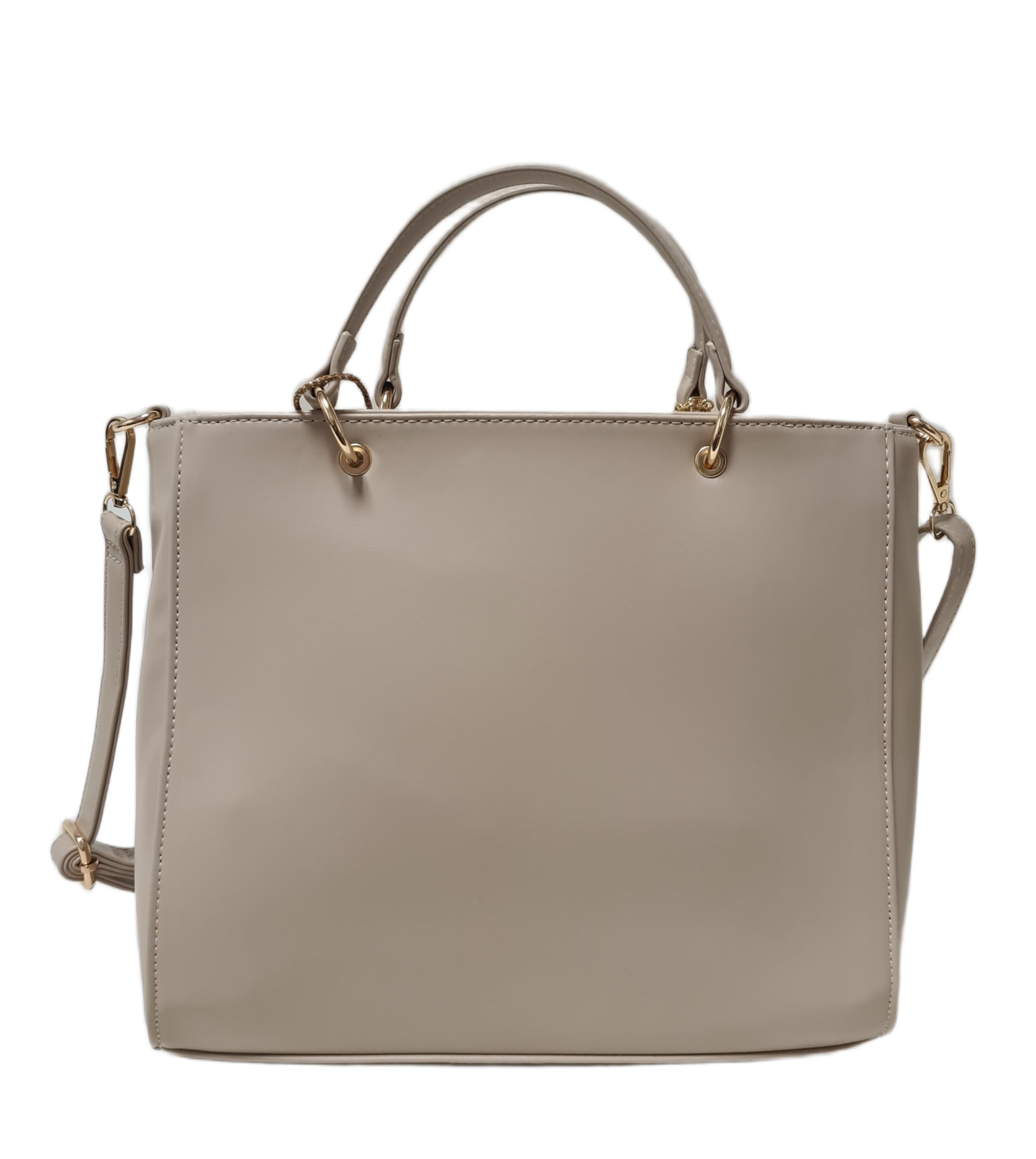 Laura Biagiotti Bolso de mano y bandolera línea Odaly, piel sintética acolchada en la parte delantera, con logotipo LB, dimensiones 28 x 25 x 14 cm Art: LB26S-116-1 (natural) | Ligera