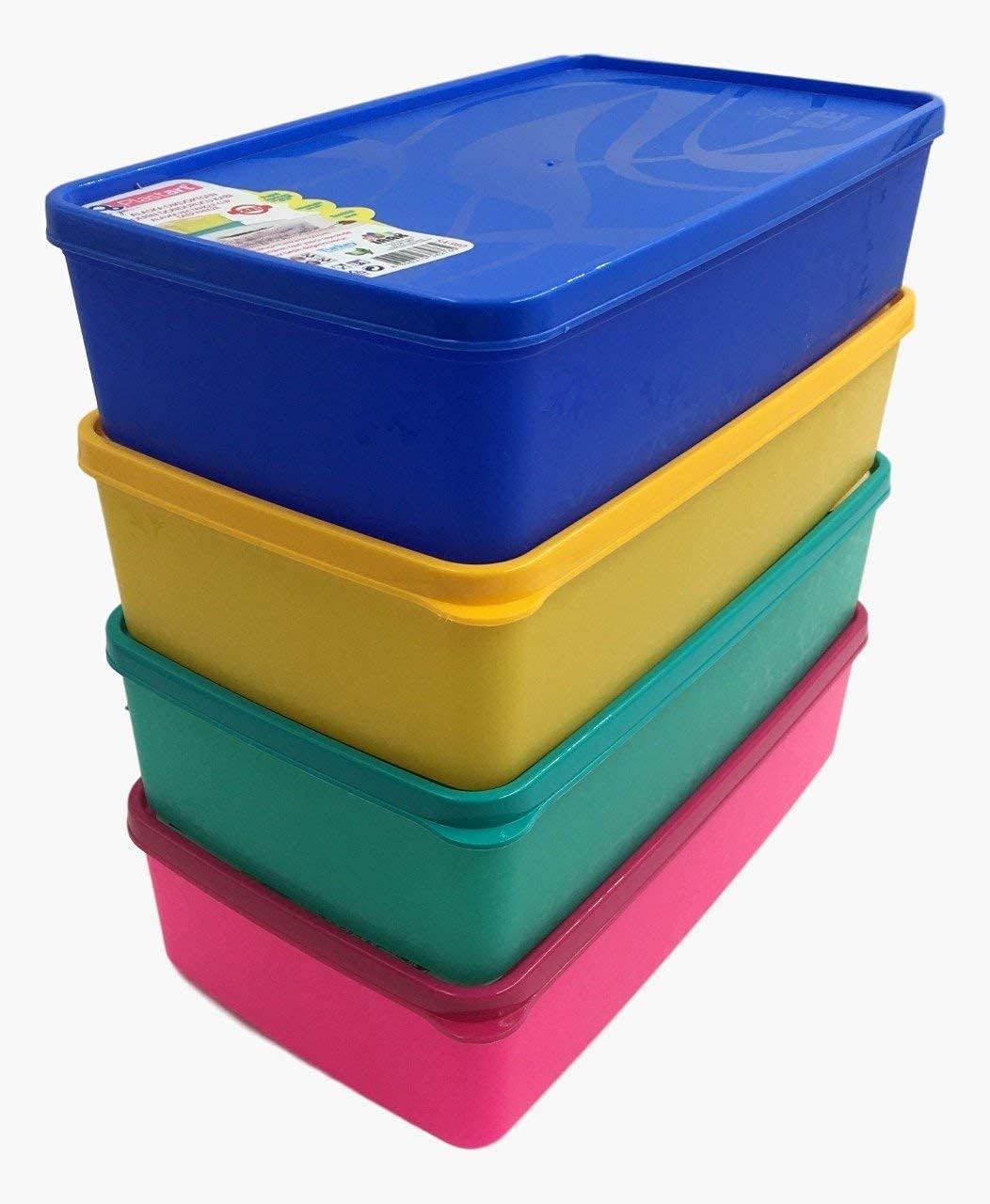 Alaska Rectangle Freezer Container Food Storage (Set of 4) Multiple Colours (2.1 Litres)