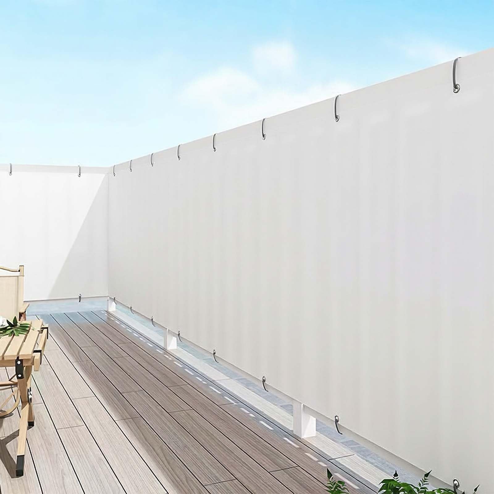 Brise vue balcon résistant aux intempéries blanc avec serre-câbles