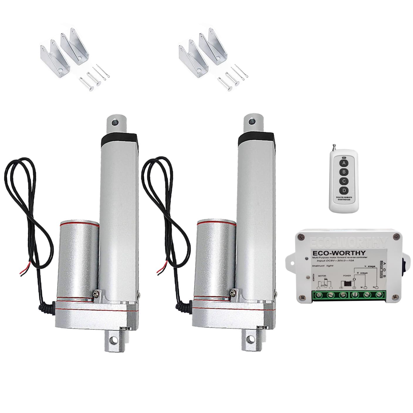 DCHOUSE 2 Stücke DC 12V 1500N 100mm Hub max Lineartechnik Aktuatoren Linearantrieb,mit 12V DC Linearaktuator Controller Fernbedienungs für Elektrische Türöffner(12V, 4 zoll)